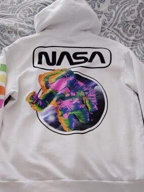 Hyper Space White Hoodie with Bold Black Label